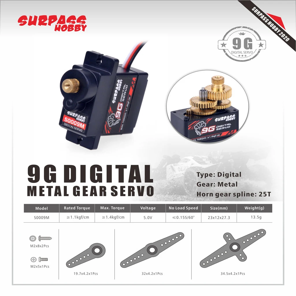 Surpass Hobby 9g 17g 25g 3kg 6kg Digital Servos Metal Plastic Gear Servo For 1/10 1/12 1/24 RC Car Truck Airplane Boat Parts