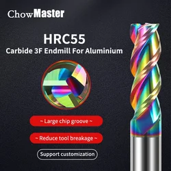 Chowmaster Carbide End Mill DLC Coated 3 Flute Flat Aluminum Milling Cutter 50mm 60mm 75mm 100mm 150mm 200mm CNC Tools