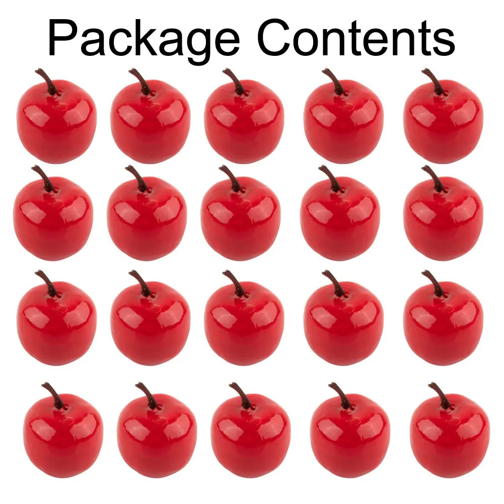 20pcs Plastic Artificial-Apples Fruits Lifelike Kitchen Fake Fruit Home Decor Photography Props Festive Party Supplies