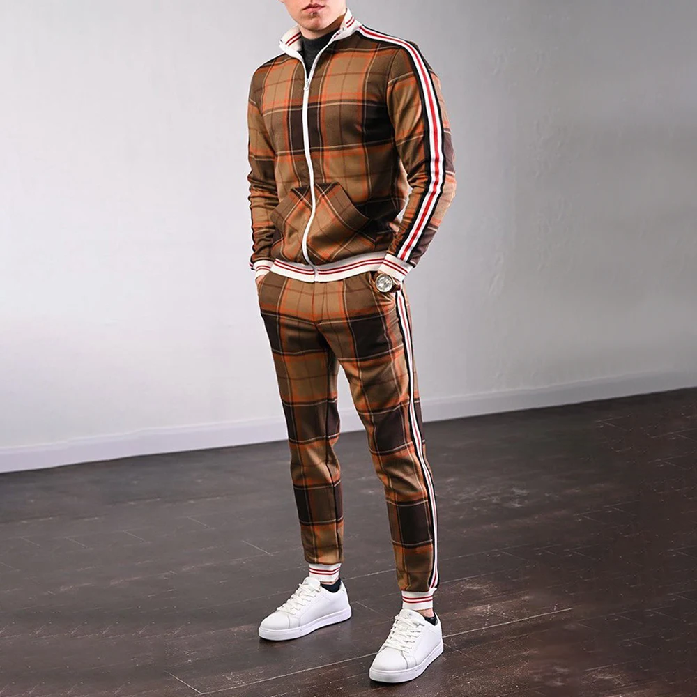 Veste de sport rayée décontractée pour hommes, veste de sport mince, grande taille, FJChimJacket, trempée, 2 pièces, populaire, automne et hiver