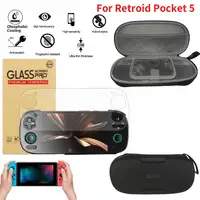Para Retroid Pocket 5 películas protectoras de pantalla de vidrio templado bolsa de almacenamiento protectora ultraclara para consola de juegos Retroid Pocket 5