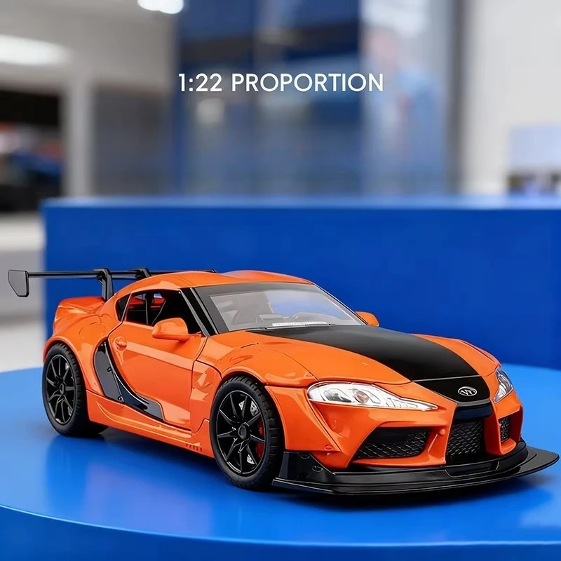 

1:22 Supra Sports Car Alloy Scale Model Diecast Metal Toy Vehicle Miniature Car Sound Light Children Toy Car Gift