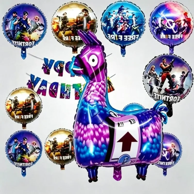 

Fortnite Game Themed Balloons Set Cartoon Alpaca Llama Cosplay Birthday Party Decoration Shooting Balloons Banner for Christmas