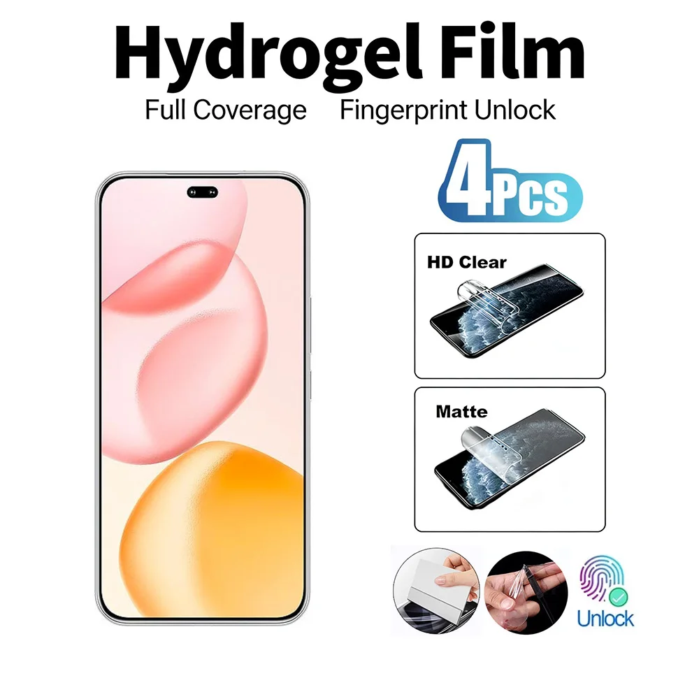 4 Stück HD Matte Hydrogel-Folie für Honor 400 Smart 600 Lite 500 Pro Honor 500 400 600 Pro/Lite Displayschutz Fingerabdruck-Entsperrung