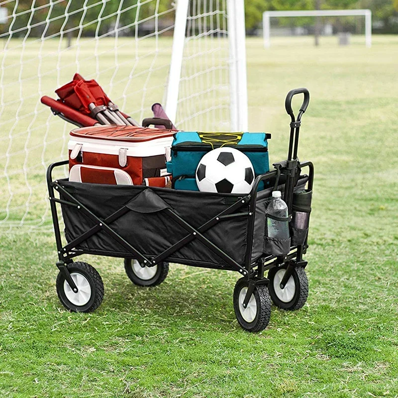 

Outdoor Folding Trolley Cart, Oxford Cloth Shopping Cart, Metal Frame Portable Cart, Camping and Grocery