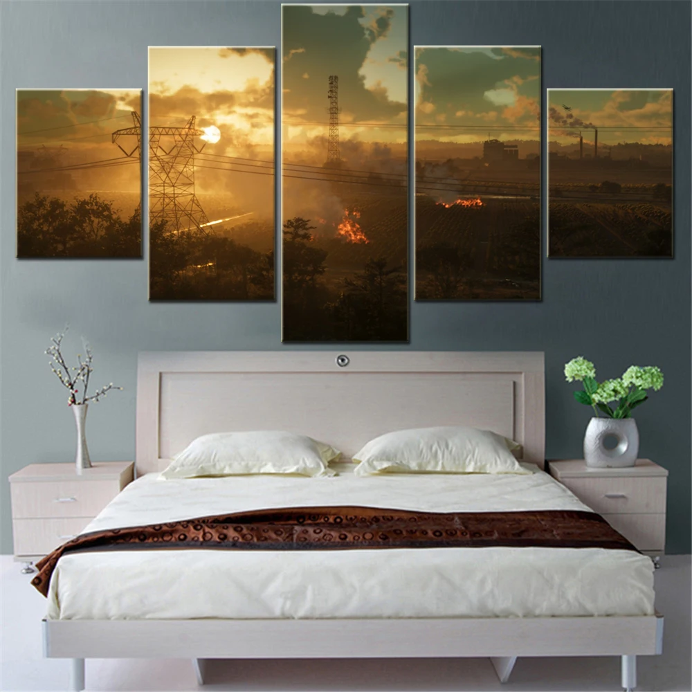 5 Pieces Canvas Wall Arts Poster Painting Games Boobie Landscape Wallpaper Home Decor Picture Printing Living Room Mural Artwork