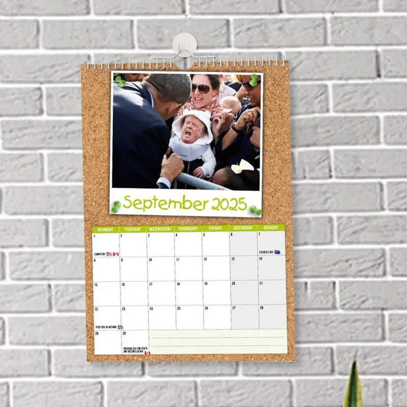 Calendrier mural avec images miniatures amusantes, calendrier mensuel pour la maison, licence de motivation, 12 mois, 2025