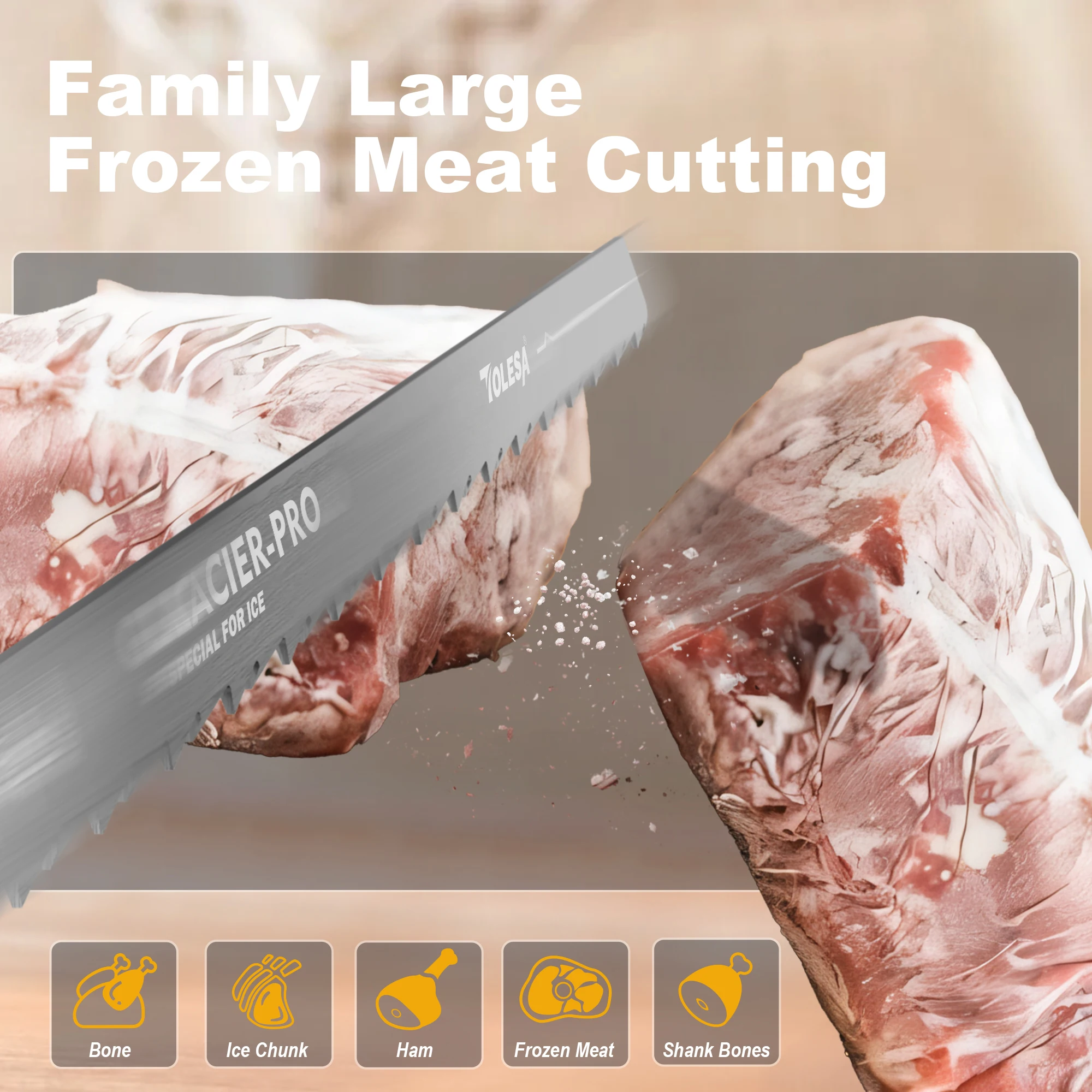 TOLESA 12 polegadas 5pcs Frozen Meat Bone Food Reciprocating Saw Blades 3 TPI Aço Inoxidável Reciprocating Saw Blades Alta Resistência