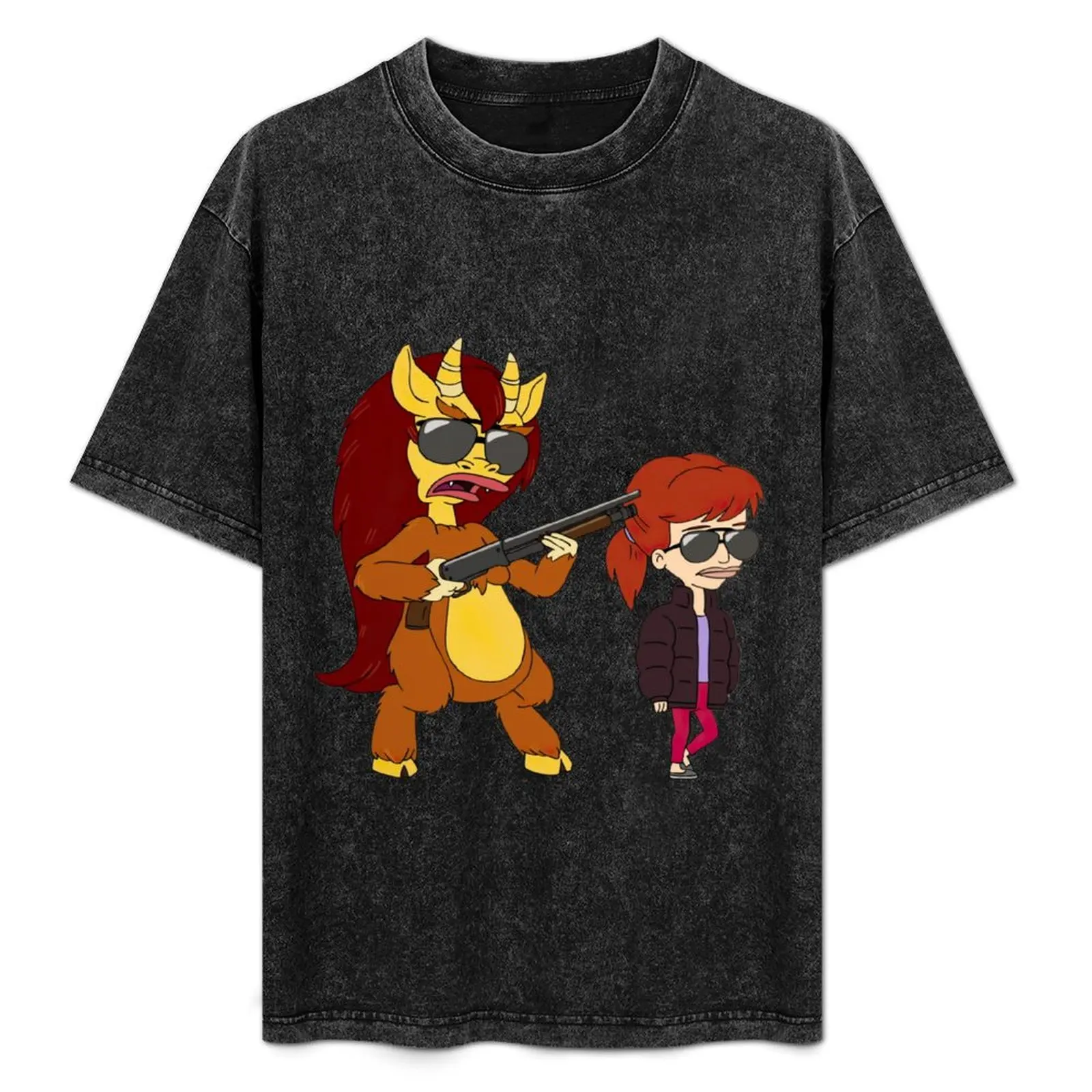 

BIG MOUTH Jessi Glaser & Connie the Hormon Monster with sunglasses T-Shirt oversized graphic tee shirts graphic tee men t shirt