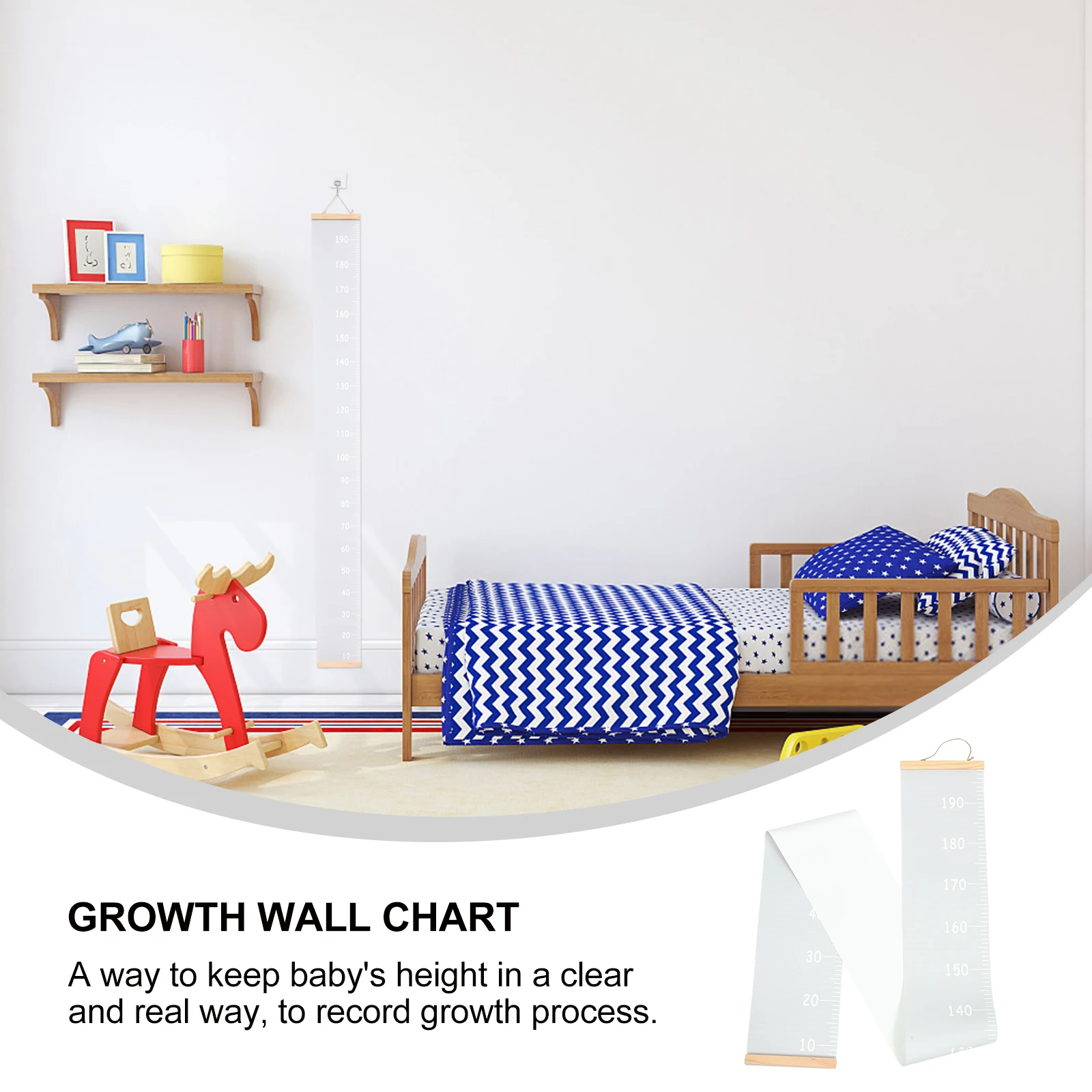 

Height Growth Chart Hanging Ruler for Kids Baby Measurement Nursery Easy Install Growth Tracking Record Wall Decor Children
