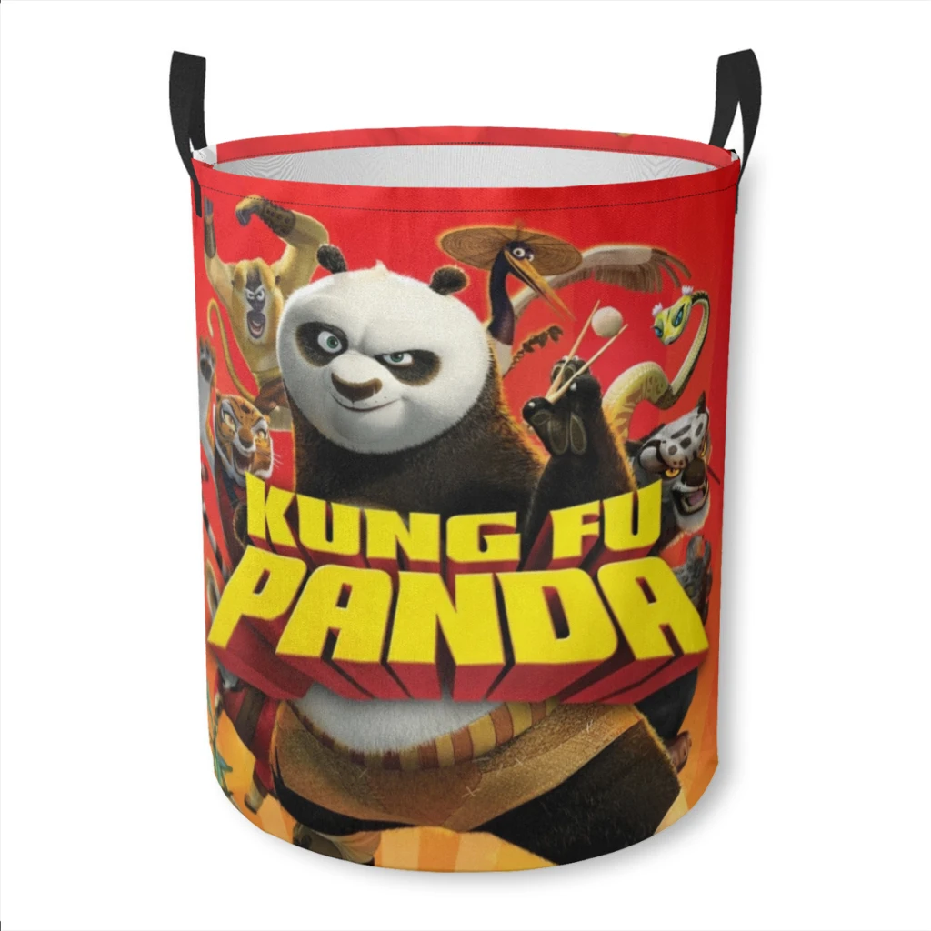 

Household Fabric Dirty Cloth Basket Storage BucketCute K-Kung Fu Panda Home Folding Toy Storage Basket Laundry Basket