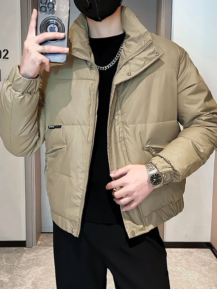 

Мужская зимняя утепленная хлопковая куртка с воротником-стойкой, теплоизоляционная, на молнии, свободного кроя, молодежная мода