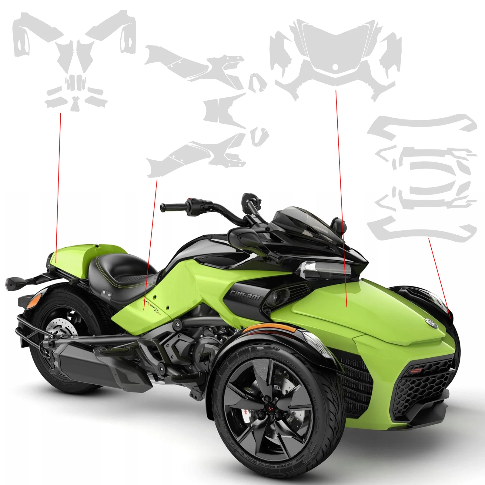 Motocicleta TPU Film Protector, Conjunto de Proteção Paint completa, Etiqueta de proteção do corpo, Fit Spyder F3 2016-2022