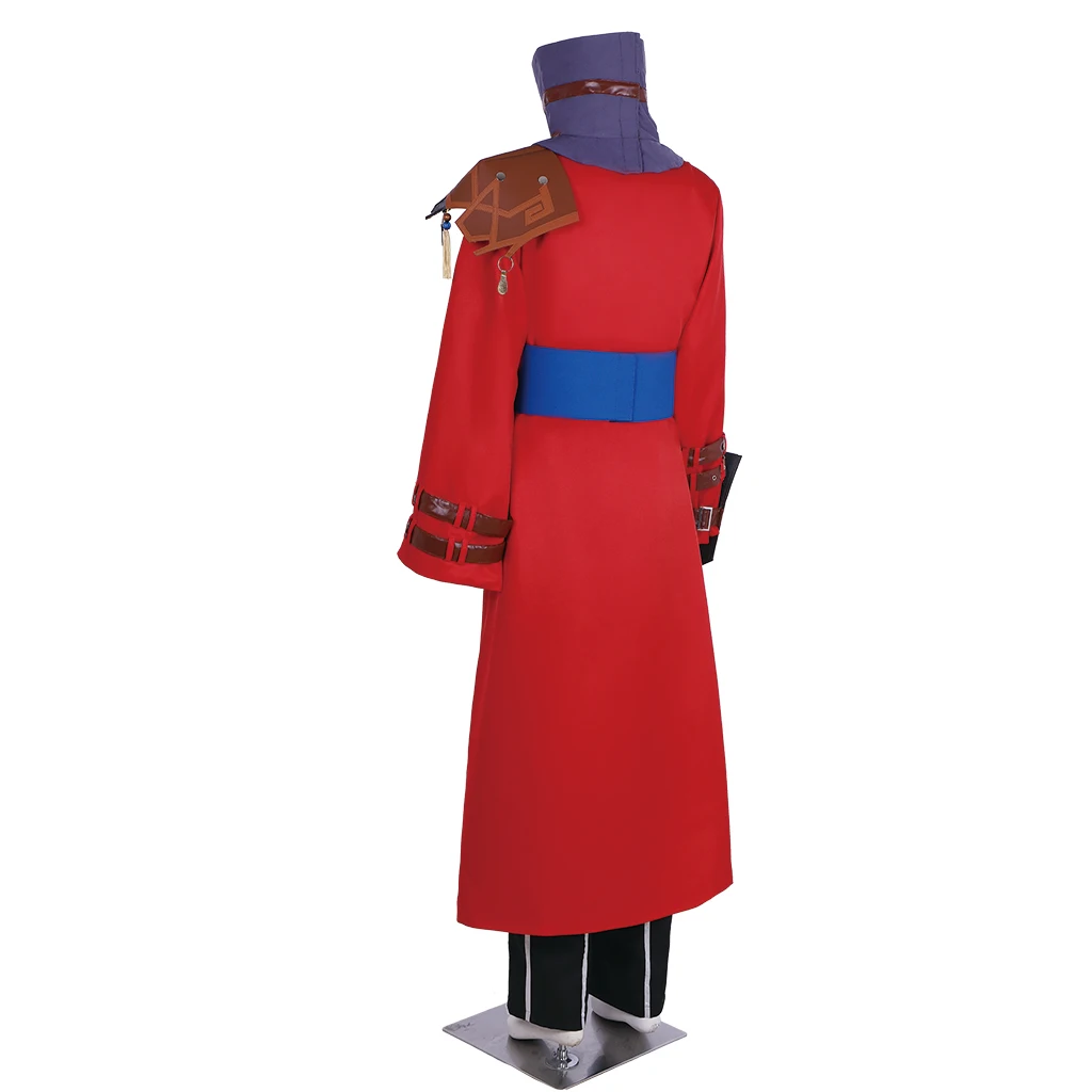 Game Final Fantasy X Auron Cosplay Costume Men's Top Jacket Pants with Accessories Halloween Party Red Outfit