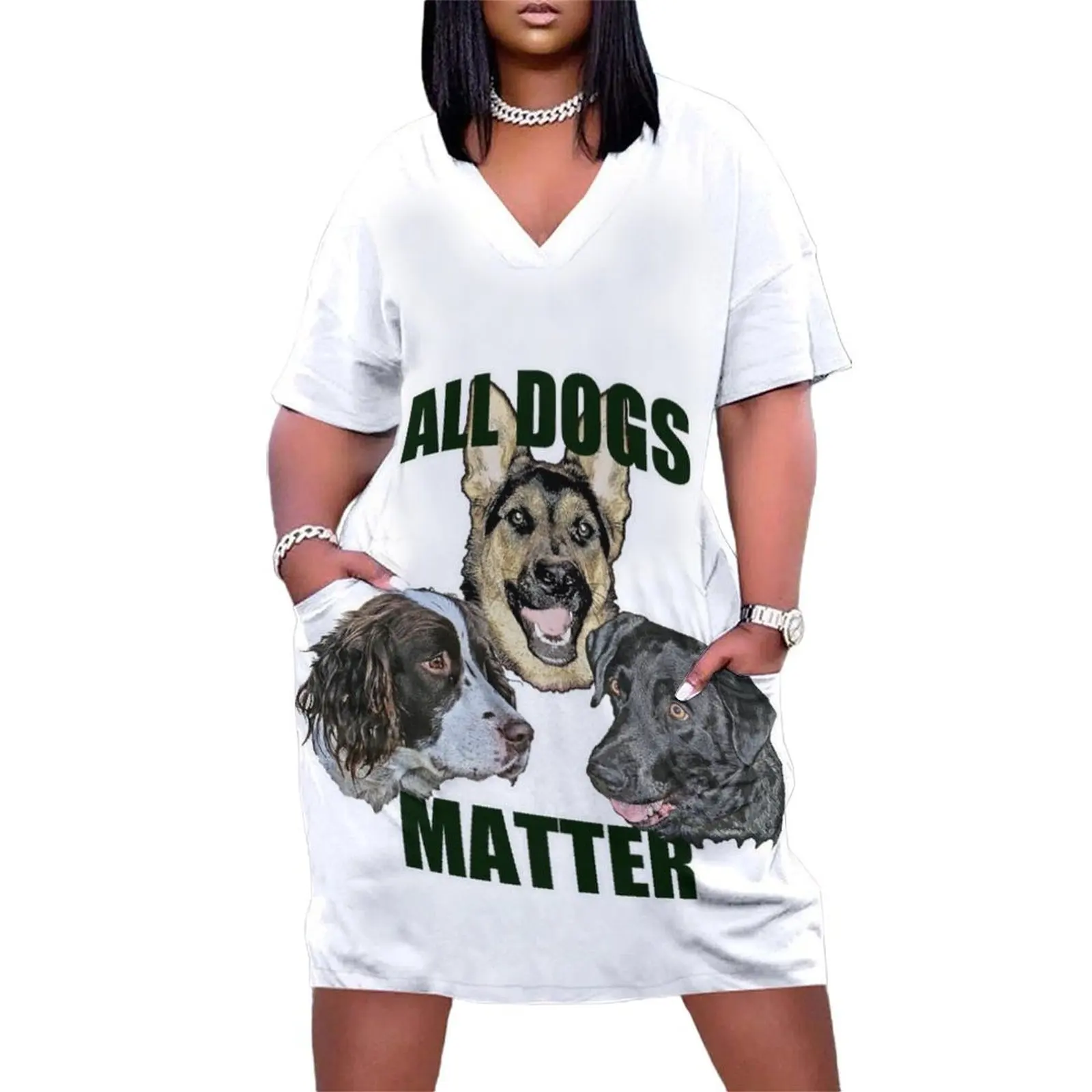 

All dogs matter Loose Pocket Dress summer dress daily Women's dress