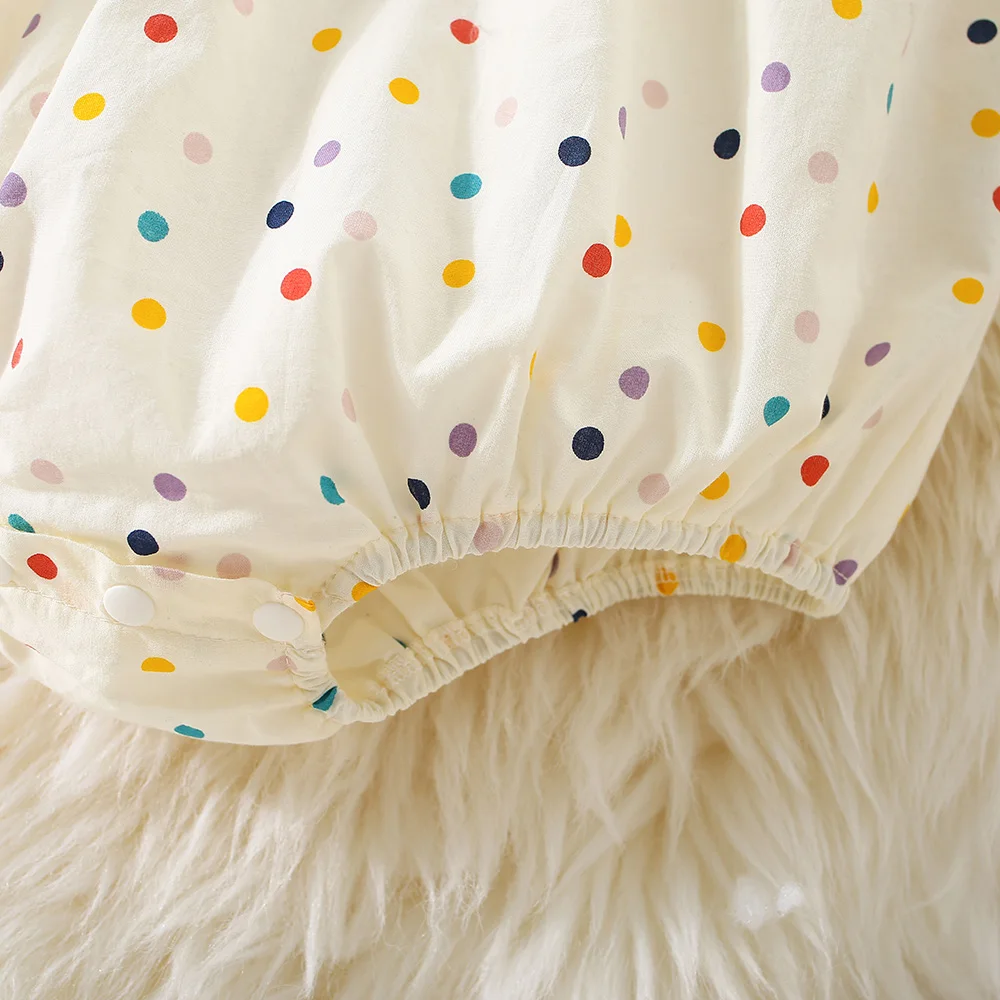 Newborn Clothing Summer Colorful Polka Dot Cotton Baby Girl Jumpsuit Cute Casual Baby Crawling Suit image 6