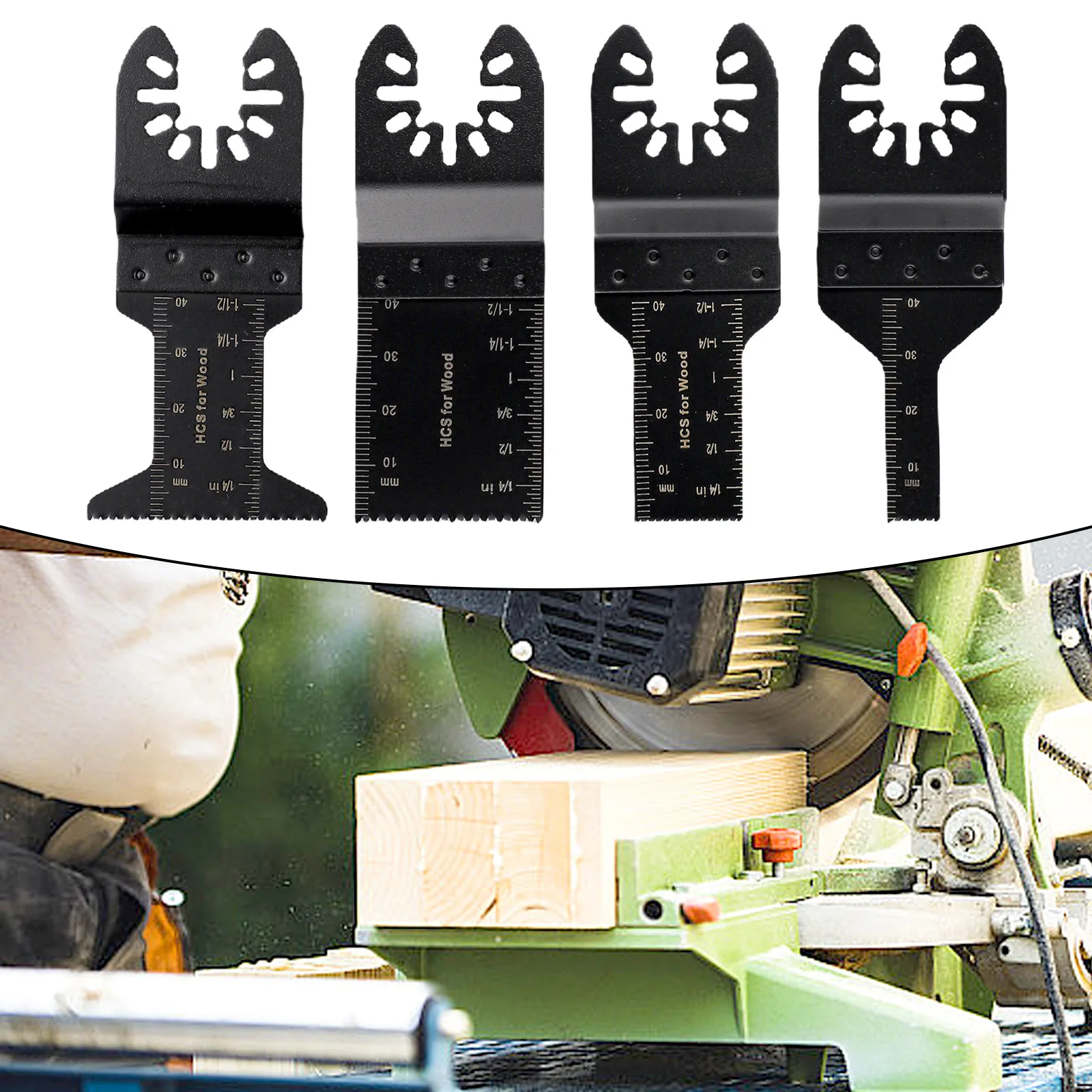 4pcs/Set Oscillating Saw Blade Multi Tool 10/20/34/45mm HCS Saw Blades Set For Renovator Power Wood Cutting Tools Bits