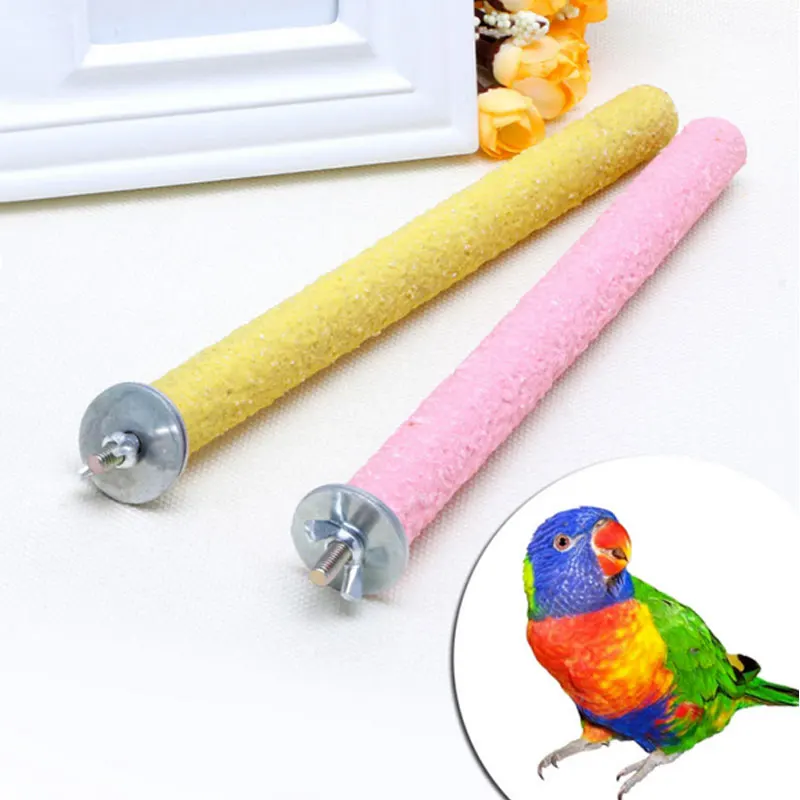 Pet Paw Grinding Wooden Scrub Stick Parrot Perches Sand Platform Bird Parakeet Parrot Chew Toys Grinder Rod Gripper Pet Supplies