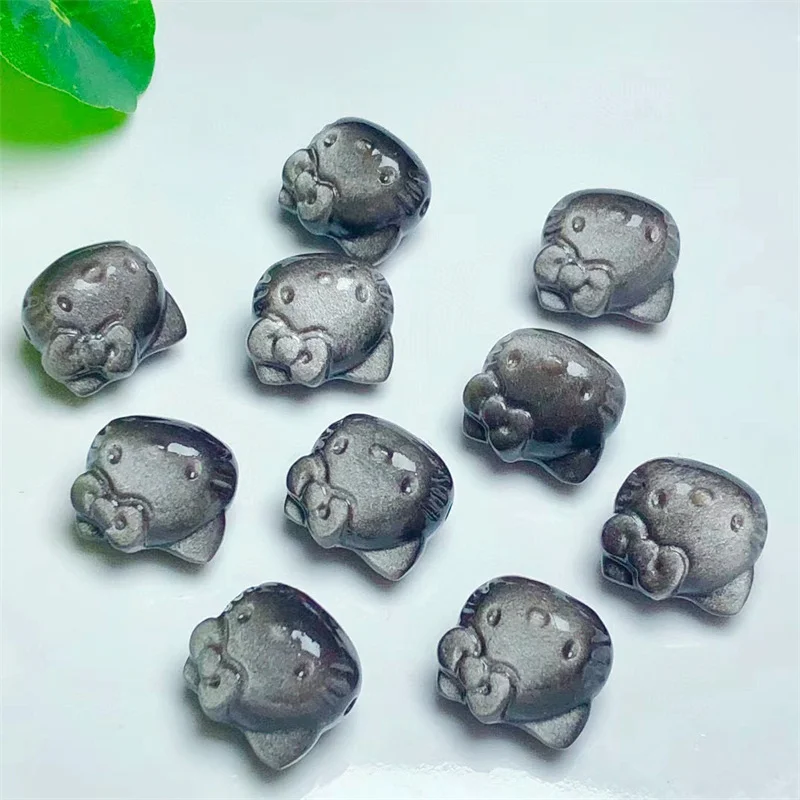 

10PCS Natural Strawberry Quartz Cartoon KT Pendant Crystal Polishing DIY Exquisite Girl Jewelry Healing Stone Gift 13x15mm