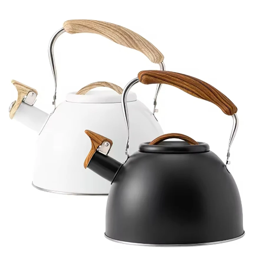 

Whistling Tea Kettle 3 Liters Food Grade Stainless Steel Teapot Water Kettle with Wood Pattern Anti-slip HandlePerfect for Home