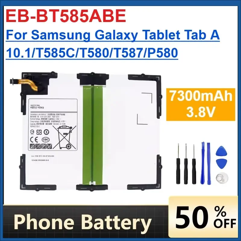 High-Capacity 7300mAh EB-BT585ABE Battery for Samsung Galaxy Tablet Tab A 10.1/T585C/T580/T587/P580 Replacement Battery