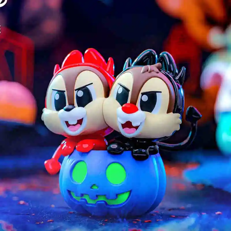 Novos brinquedos quentes disney mickey mouse e amigos abóbora série caixa cega kawaii dos desenhos animados ponto mickey figura presentes de halloween crianças