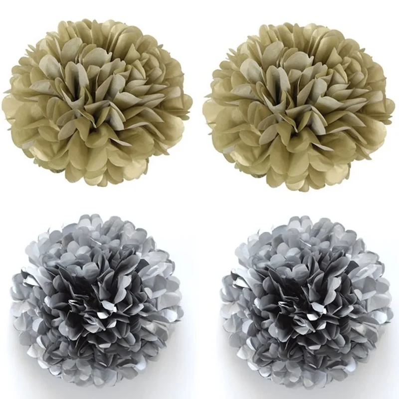 4/6/8/10/12/14 بوصة الذهب/ورق فضي الفوانيس/ورقة Pompom عيد ميلاد الزفاف ديكور هدية الحرفية لتقوم بها بنفسك Lampion معلقة لوازم الحفلات