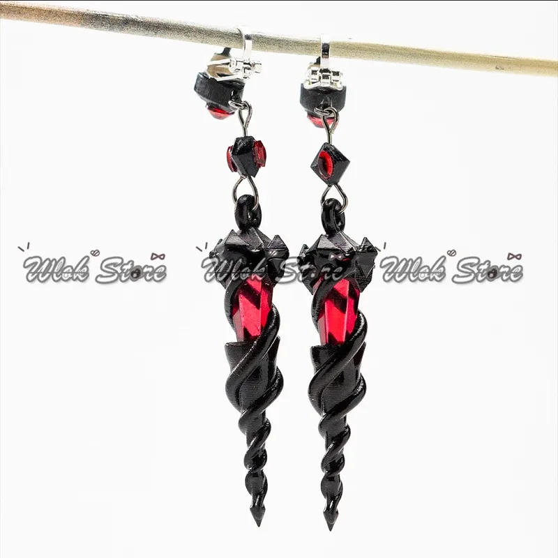 zizi 2025 Love And Deepspace Protagonist Female Wig Scarlet Passion Cosplay Earrings Headwear Horns Halloween Party Acce