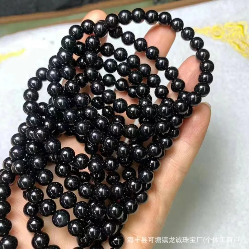 Factory Hetian Dark Jade round Beads Bracelet