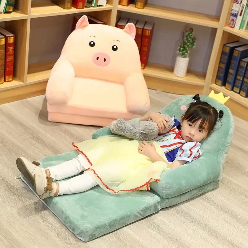 Big Sofas Children Sofa Cute Cartoon Lazy Folding Kids Chair Bed Girl Princess Baby Toddler Dual-purpose Child Seat All Couch