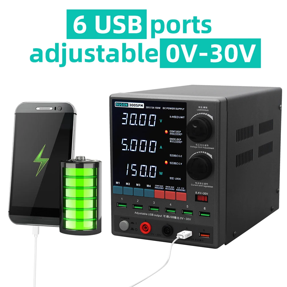 Imagem -02 - Sugon 3005pm Ajustável dc Fonte de Alimentação 30v 5a Dígitos Banco Laboratório Digital Alimentação Estabilizada Fonte de Alimentação Interruptor Regulador de Tensão