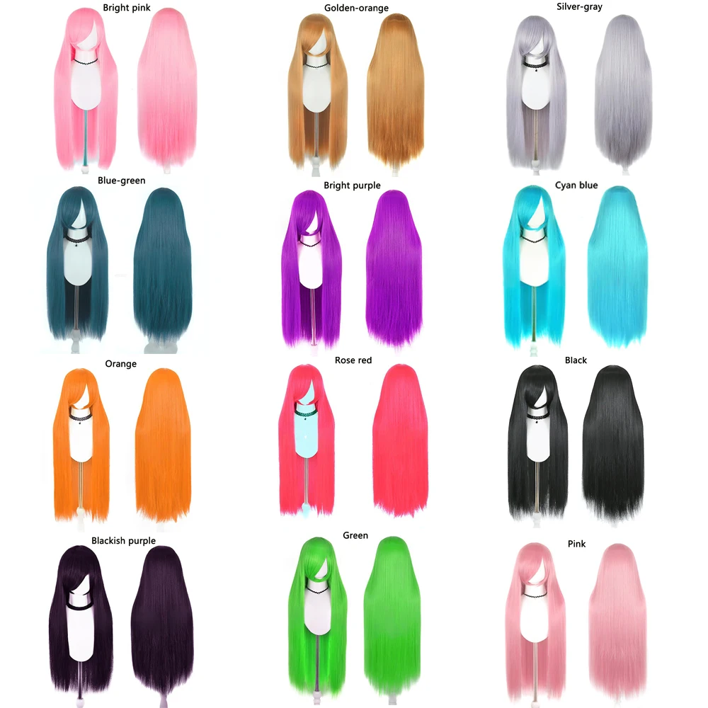 

High-Quality 80cm Straight Hair Cosplay Synthetic Hair With 180% Density, Halloween Carnival Daily Universal Women'S Wig Natural