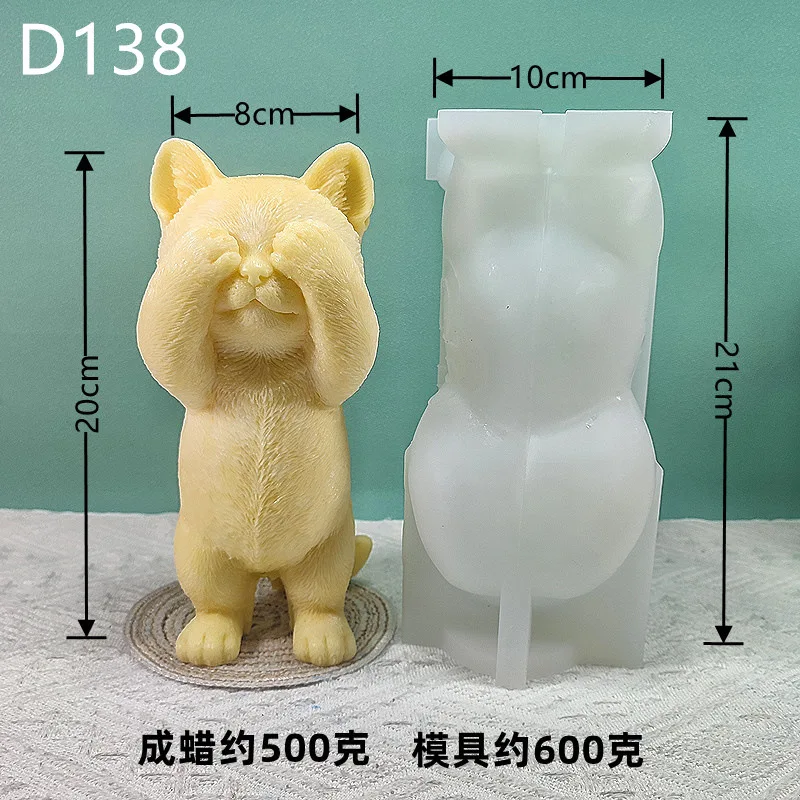 Grote Kat Kaars Mal Teddy Hond Siliconen Kaarsvorm Mooie Dierlijke Gips Hars Zeep Ijs Chocolade Bakvorm Woondecoratie