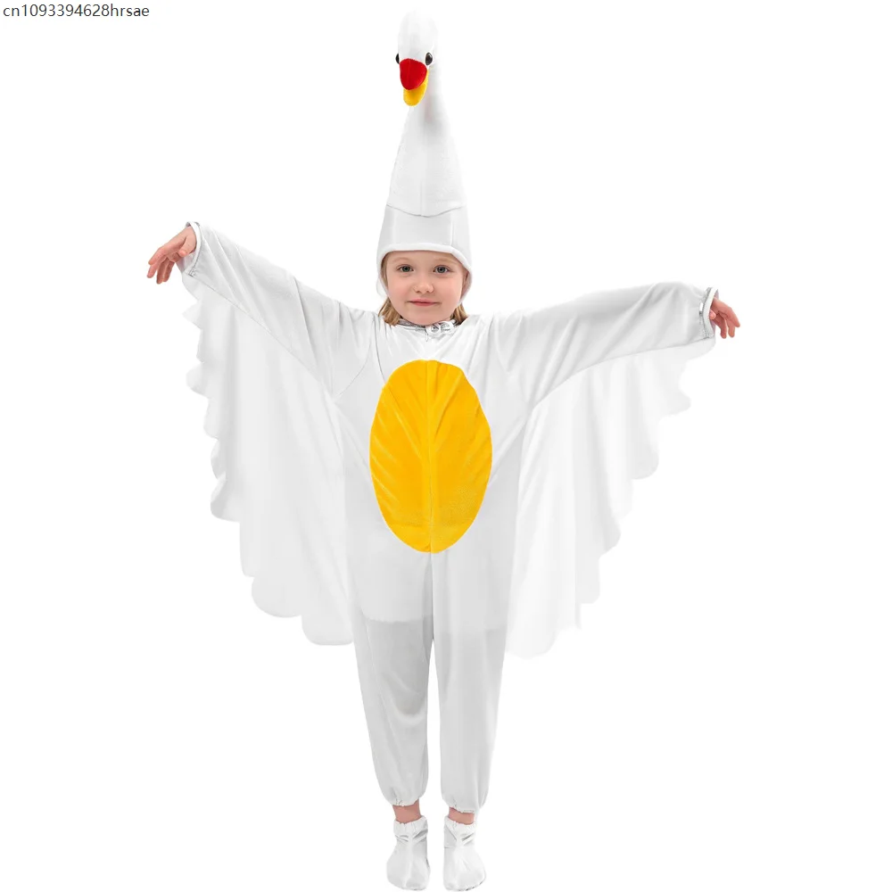 2025 recién llegado, disfraz de cisne para niñas, vestido elegante de Halloween con pájaro blanco para niños