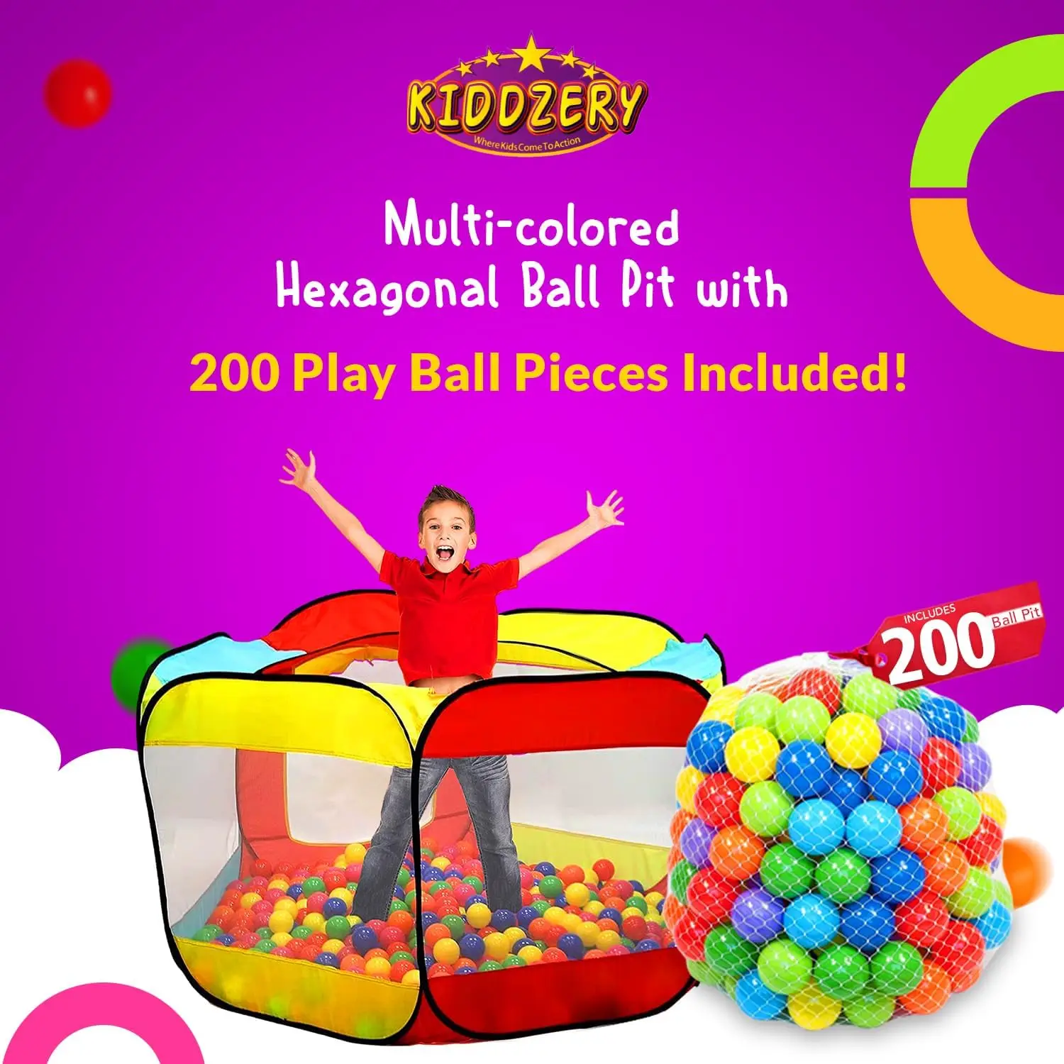 Kids Ball Pit Large Pop Up Ball Pit Tent for Toddlers - Indoor & Outdoor Gift Toys for Infants Girls & Boys, Baby Playpen with Z