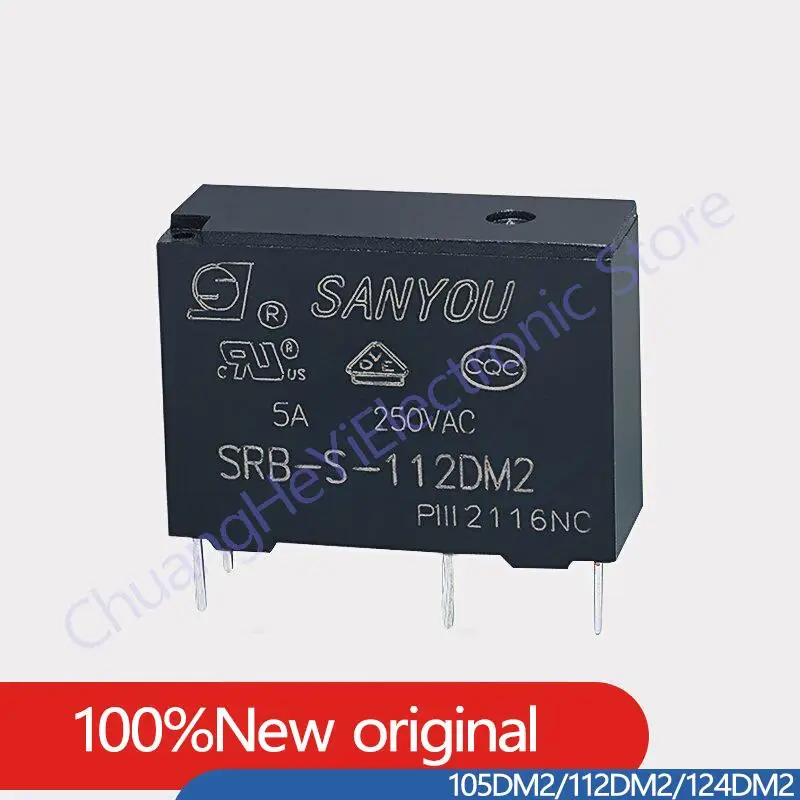 SANYOU-relé de SRB-S-105DM2, SRB-S-112DM2 de 4 pines, 5V, 12V, 24VDC, 5A250VAC, conjunto de reemplazo normalmente abierto, 5 uds./lote