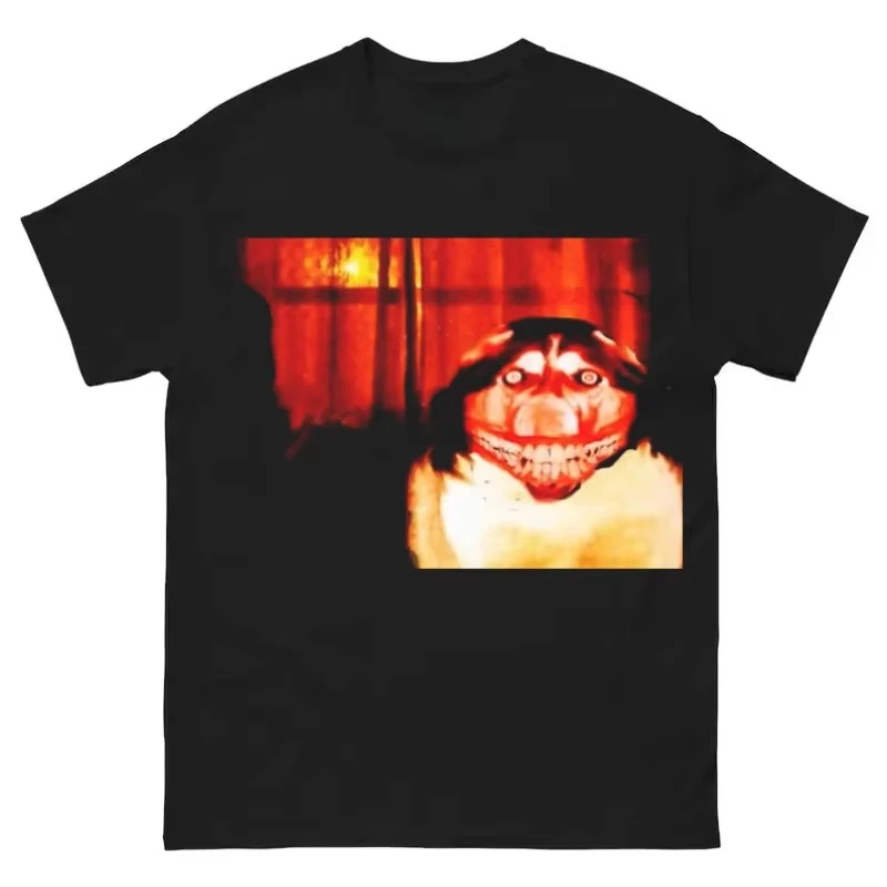 Smile Dog Creepypasta Horror Meme T-shirt Men Women Cotton Graphic Dark Internetcore Y2K Short Sleeve Goth Edgy Casual Top Hot