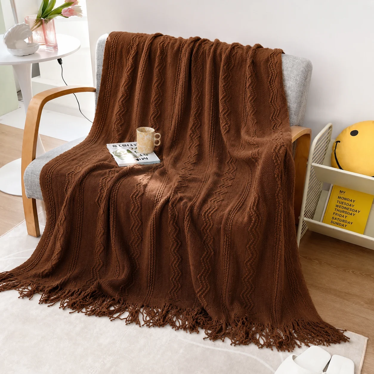 Saliegroene diamantvormige geo - Boho Throw Blanket Fringe recensie en prijs