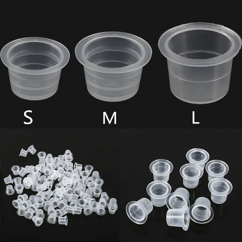 

500pcs S/M/L Plastic Disposable Microblading Tattoo Ink Cups Cap Permanent Makeup Pigment Clear Holder Containers Accessories