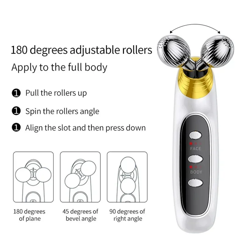 Face 3D Massager Roller Massage Device Vibration Massage Firming and Lifting Skin Fades Fine Lines Facial Tighten Massager