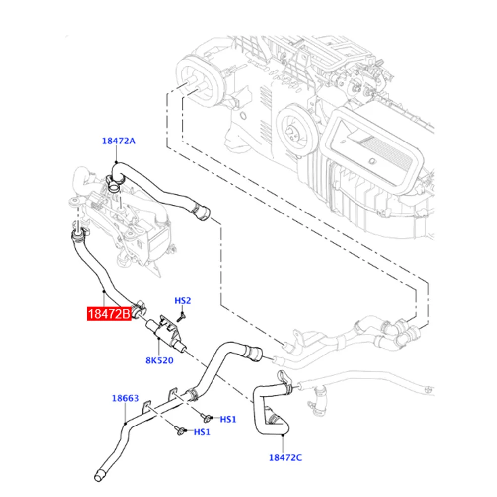 Sistema di raffreddamento del motore dell'auto riscaldatore del radiatore tubo dell'acqua tubo del liquido di raffreddamento per Land Rover Range Rover Sport L405 L494 3.0L 5.0L solo