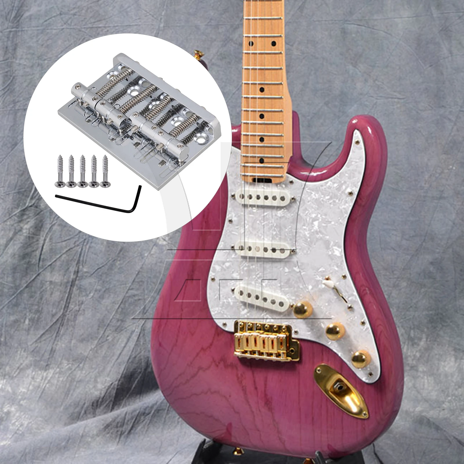 Chrome Block style 4string Bass Guitar Bridge Assembly 57mm String pitch