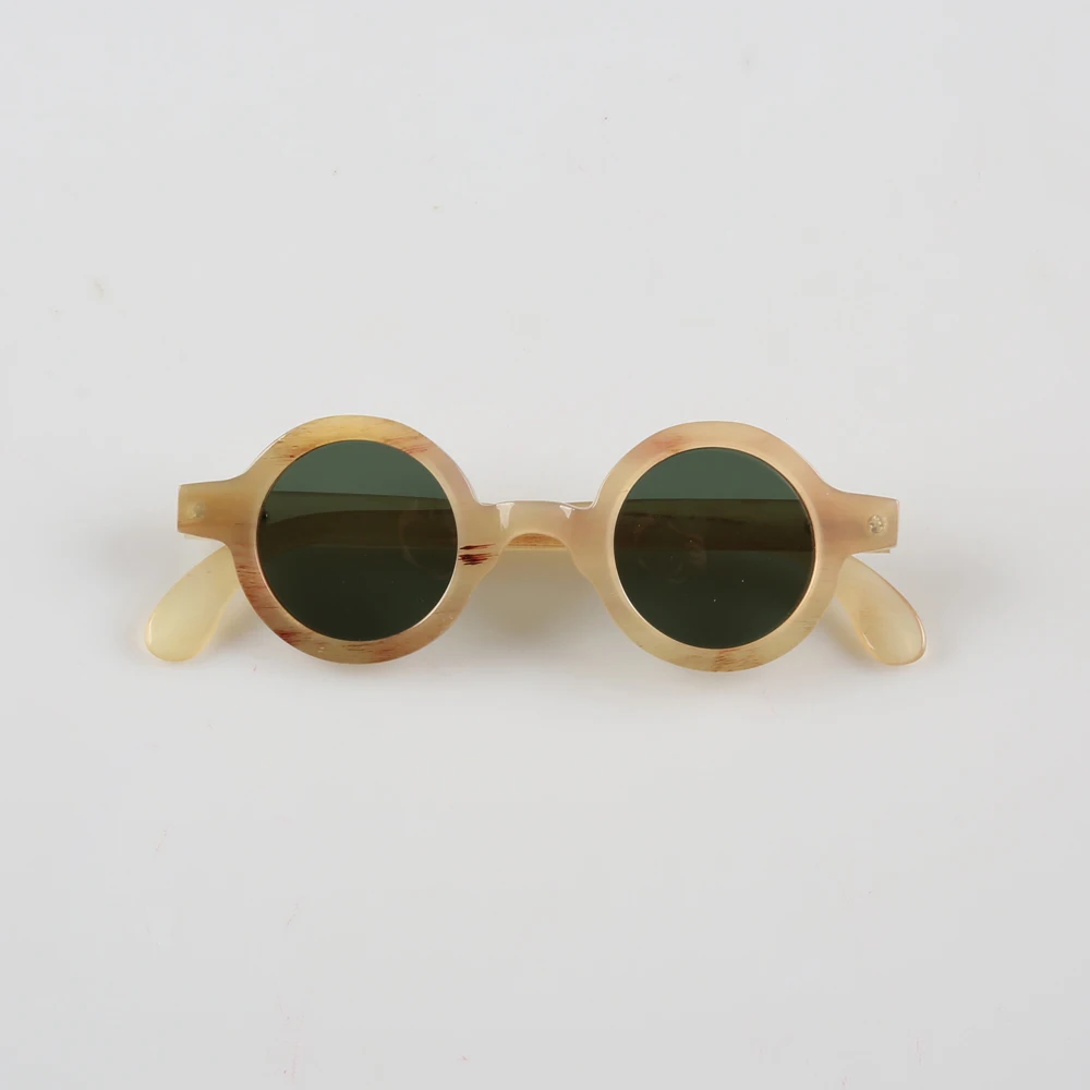 

2023 New Arrives Round Handmade Stripes Luxury Sunglasses High Quality Genuine Natural Horn Eyewear Fashion Eyewear