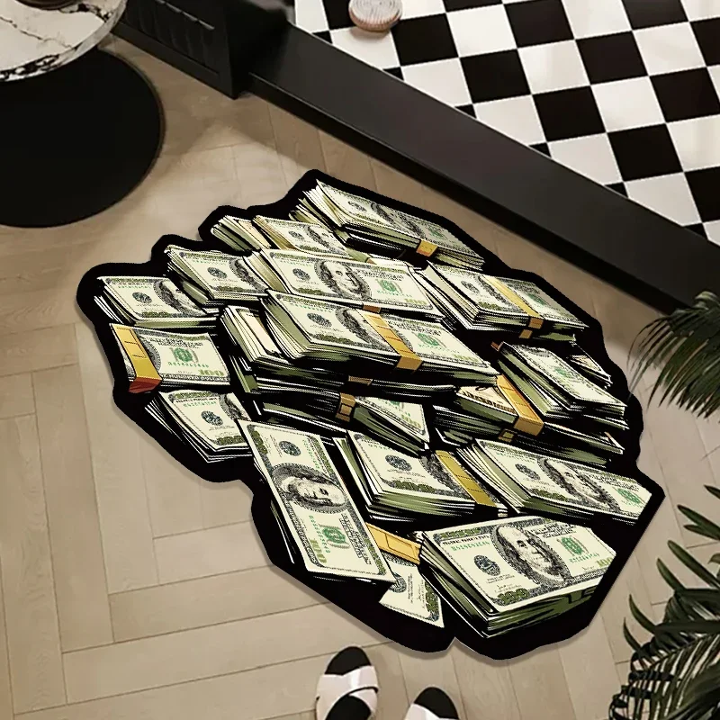 VIKAMA Geldschein-Bodenmatte, Rutschfester Weicher Teppich mit Dollar-Design für Schlafzimmer, Eingangsbereich, Badezimmer-Dekoration – Detail 1