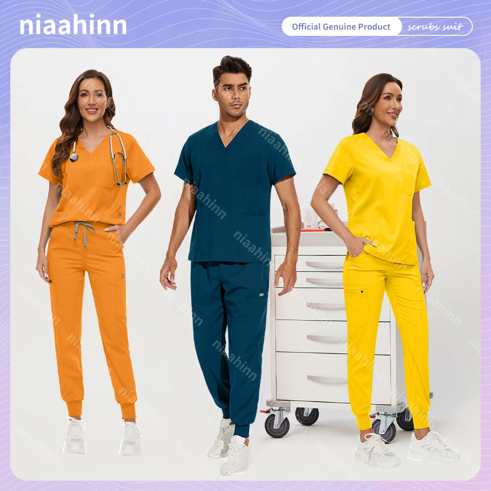 Hot Sale Scrubs Sets Doctor Costume Women Anti Wrinkle Washable Soft Fabric Nurse Scrub Hospital Uniform Medical Scrub Set Women