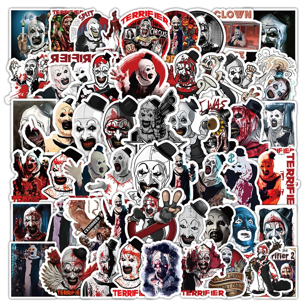 10/30/53pcs Horror Movie Terrifier Stickers Cool Cartoon Decals for Motorcycle Suitcase Laptop Helmet Graffiti Sticker Wholesale