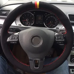 Car Steering Wheel Cover Black Suede Wrap For Volkswagen VW Golf Tiguan Passat B7 Passat CC Touran Steering-Wheel Cover