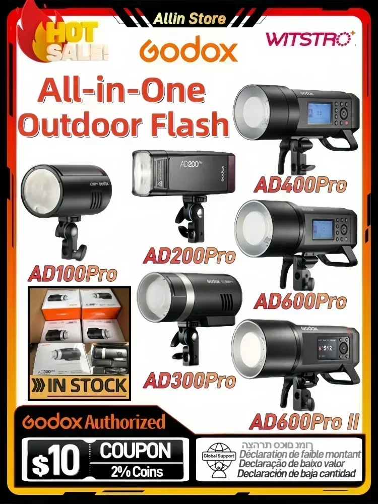 Godox AD300 Pro Flash Light AD100Pro AD200Pro AD400Pro AD300Pro AD600BM High Speed TTL For Canon Nikon DSLR Photography