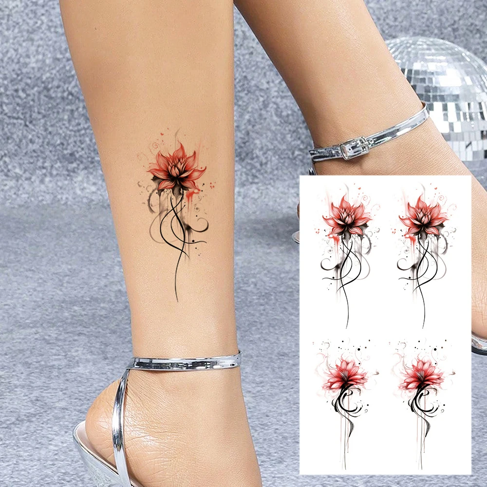 

1 шт., наклейка-тату с цветком для женщин, водостойкая временная татуировка с цветочным узором, поддельная татуировка для женщин, рука, нога, лодыжка, боди-арт