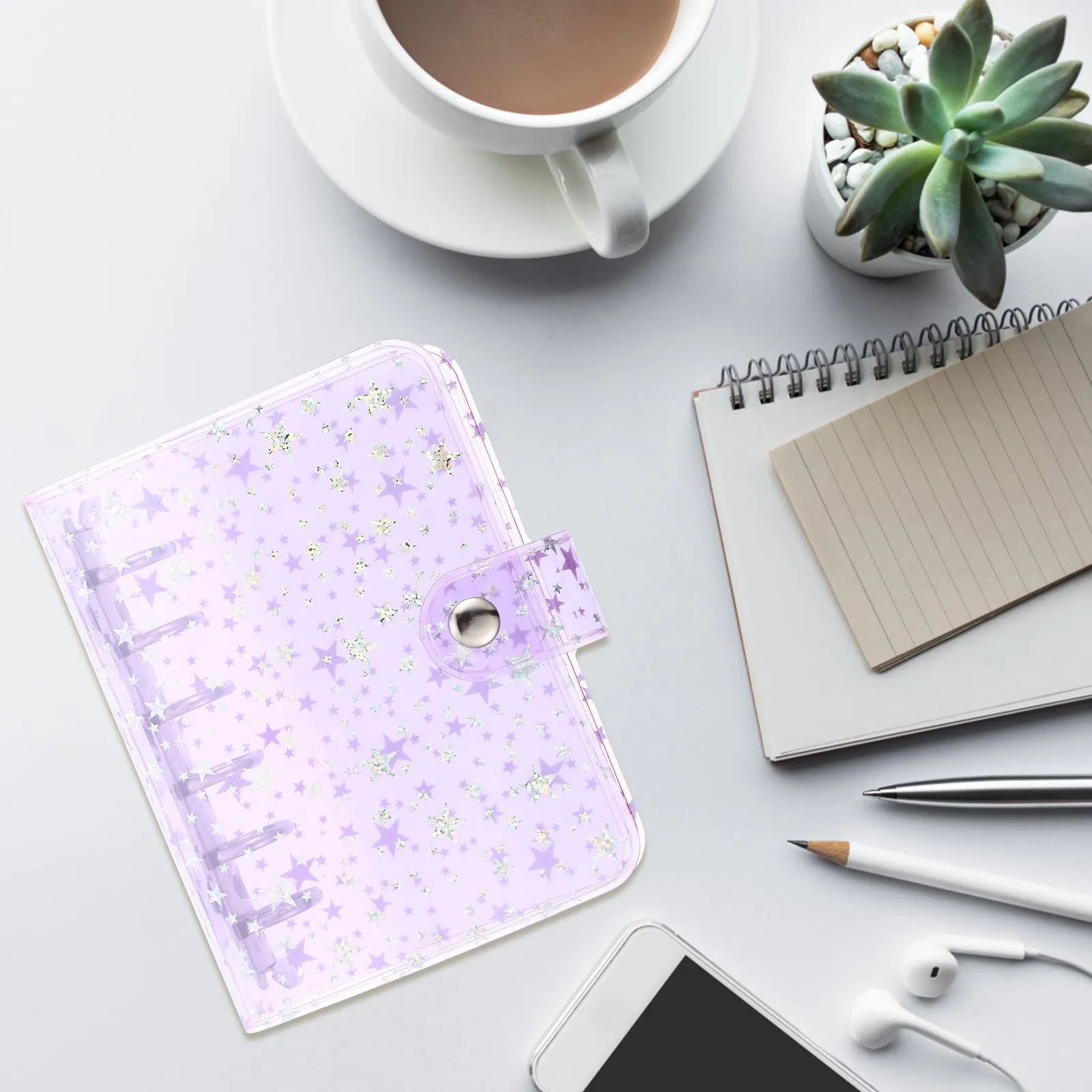 

Loose-Leaf Notebook Cover High-Durability PVC PP Material Clear A7 Binder for Students Teachers Office Classroom Journal Planner